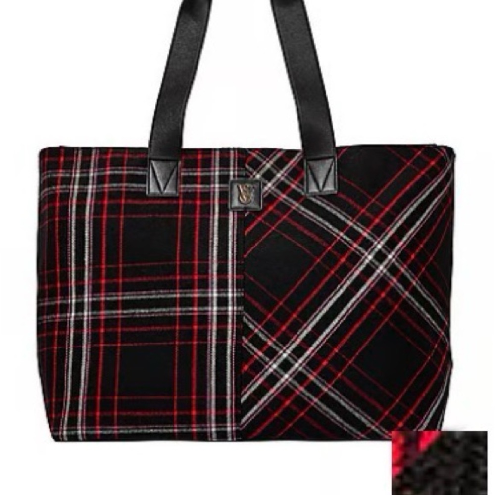 Victoria's Secret Black and Red Plaid Tote